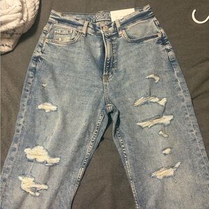 Arizona Jean Company Women's Light Blue Distressed Boyfriend Jeans